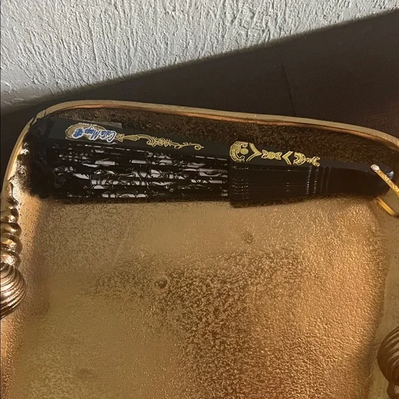 #1211=Elegant Black and Gold Lace Fan - Picture 4 of 7